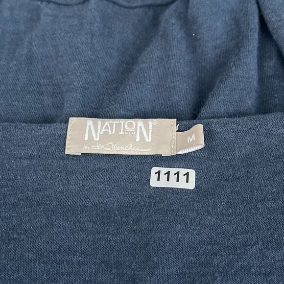 Nation Ltd Distressed Scoop Neck Long Sleeve Loose Fit Sweater Top Blue Women‎ M - Picture 5 of 10